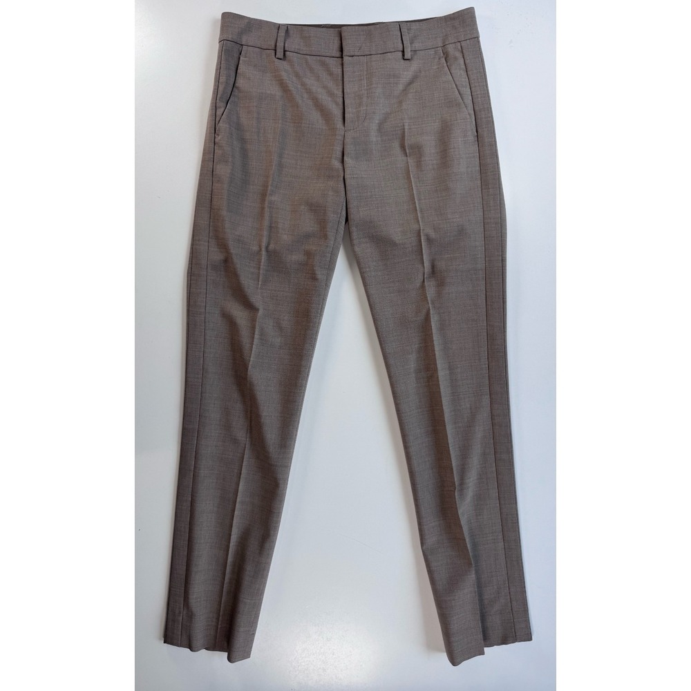 VINCE Wool Elastane Straight Dress Pants Trousers Flat Front Womens 0 Tan Brown